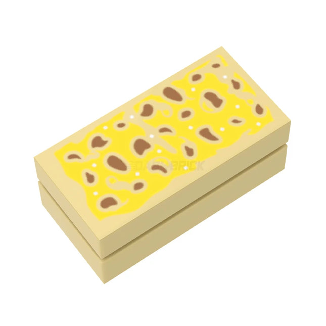 LEGO Minifigure Food - Focaccia Bread Loaf, Tan (1 x 2 Tile) [3069pb1332]