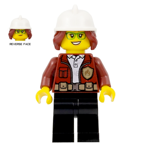 LEGO Minifigure - "Freya McCloud", Fire Chief, Female, Jacket, Fire Helmet, Smile [CITY]