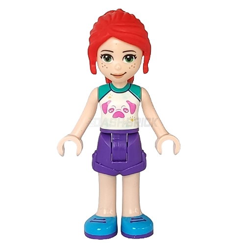 LEGO Minifigure - Friends Mia - Dark Purple Shorts, White Top with Pug Head [FRIENDS]