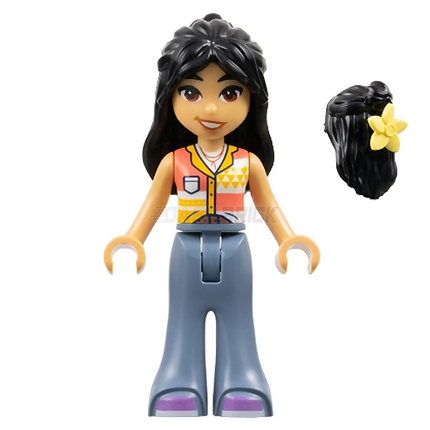 LEGO Minifigure - Friends Liann - White, Coral and Bright Light Orange Top, Bell-Bottoms, Flower [FRIENDS]