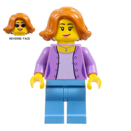 LEGO Minifigure - Female, Jacket, Dark Orange Hair Swept Sideways (2016) [CITY]