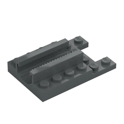 LEGO Plate, Modified 4 x 6 with 1 x 2 Cutout, Gear Track, Dark Grey [1979] 6525003