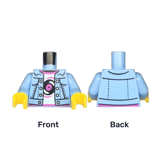 LEGO Minifigure Part - Torso, Denim Jacket, White Shirt, Black Record [973pb5355c01]