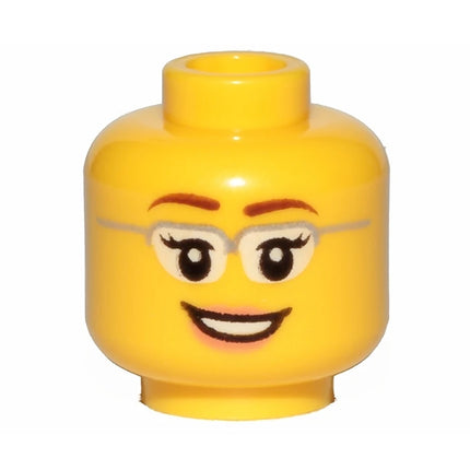LEGO Minifigure Part - Head Female Glasses, Eyelashes, Open Mouth Smile [3626pb1210] 6112633