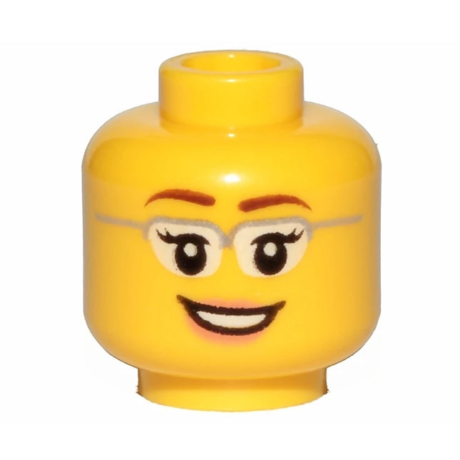 LEGO Minifigure Part - Head Female Glasses, Eyelashes, Open Mouth Smile [3626pb1210] 6112633