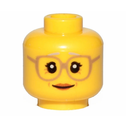 LEGO Minifigure Part - Head Female Glasses, Gray Eyebrows, Crow's Feet [3626pb1568] 6153221