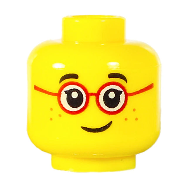 LEGO Minifigure Part - Head, Child, Single Eyelashes, Glasses with Red Round Frames, Freckles [3626pb1565] 6153341