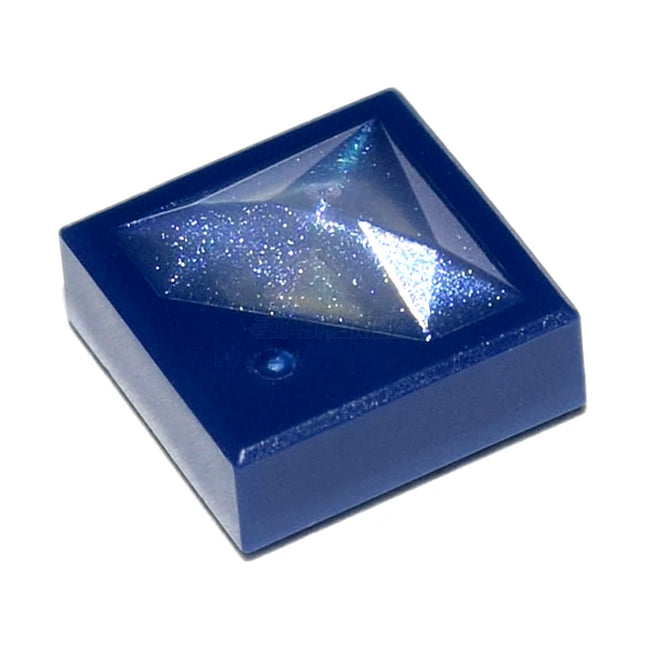 LEGO Tile, Modified 1 x 1 x 2/3 with Molded Satin Glitter Trans-Clear Diamond, Dark Blue [72078pb01] 6322171