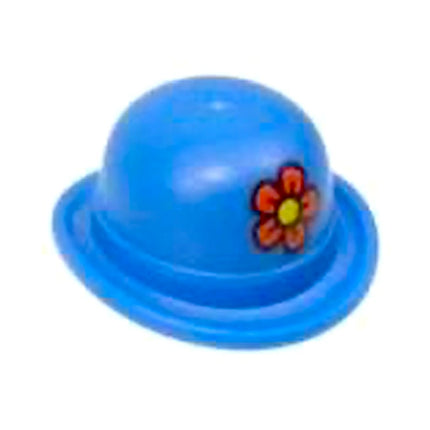 LEGO Minifigure Part - Hat, Blue Bowler with Red Flower [95674pb01]