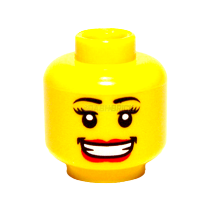 LEGO Minifigure Part - Head, Female, Red Lips, Smile with Teeth, Thin Eyelashes [3626cpb0502]