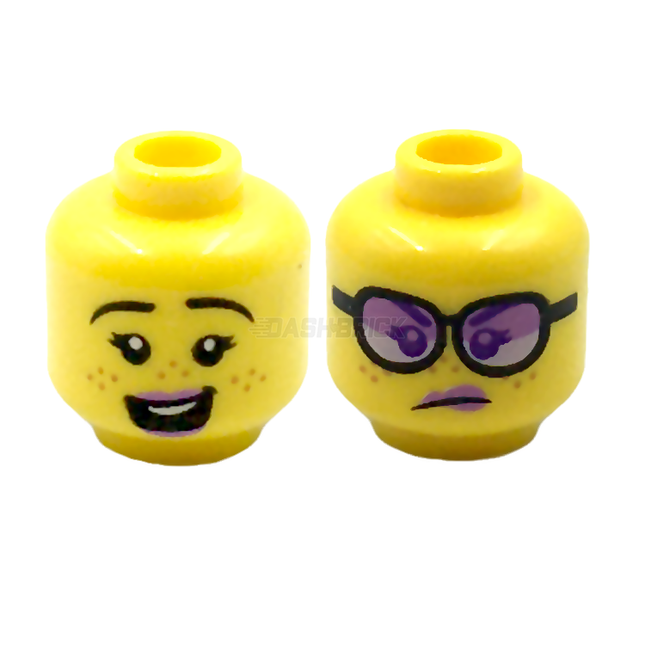 LEGO Minifigure Part - Head, Lavender Lips, Eyebrows, Freckles, Smile/Angry with Glasses [3626cpr3159] 6306824
