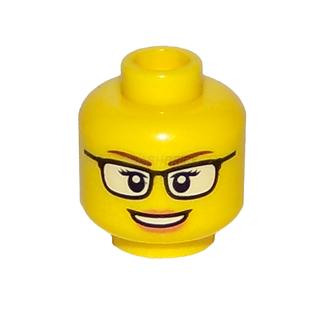 LEGO Minifigure Part - Head, Female, Black Glasses Open Mouth Smile [3626cpb1567]