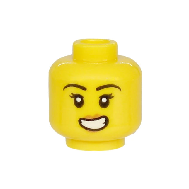 LEGO Minifigure Part - Head, Double Eyelashes, Nougat Lips, Lopsided Open Mouth Smile with Teeth [3626pb2537] 6288000