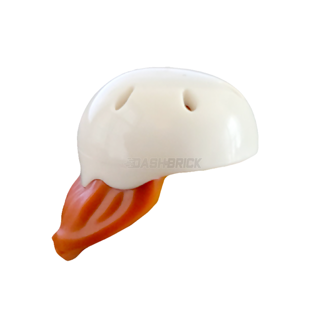 LEGO Minifigure Part - Helmet/Hair Combo, Medium Length, White Bicycle Helmet [54647pb02] 6359848