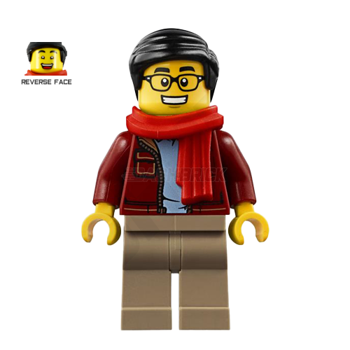 LEGO Minifigure - Red Scarf Guy, Glasses, Red Jacket [CITY]