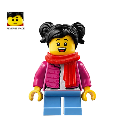 LEGO Minifigure - Red Scarf Girl, Dark Pink Puffy Jacket [CITY]