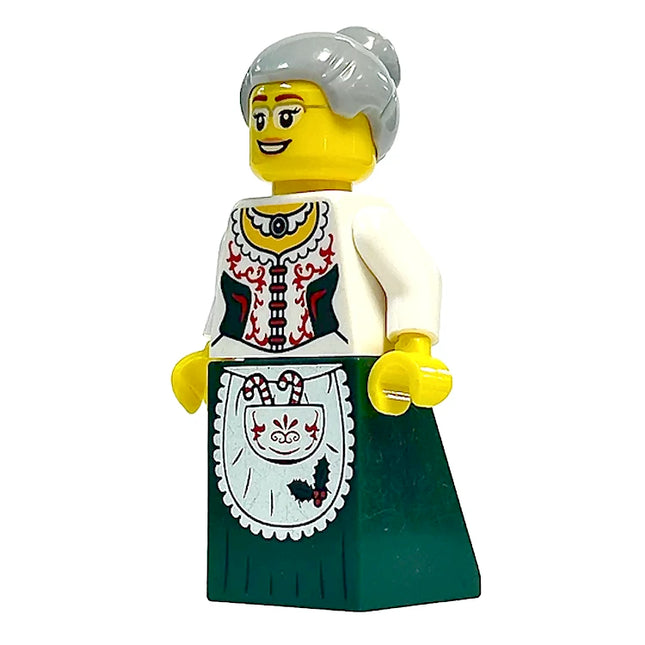 LEGO Minifigure - Mrs. Claus, Cooking Chirstmas Apron, Dark Green Skirt (2018) [CITY]