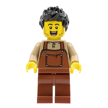 LEGO Minifigure - Shopkeeper, Man, Spiky Hair, Overalls [CITY]