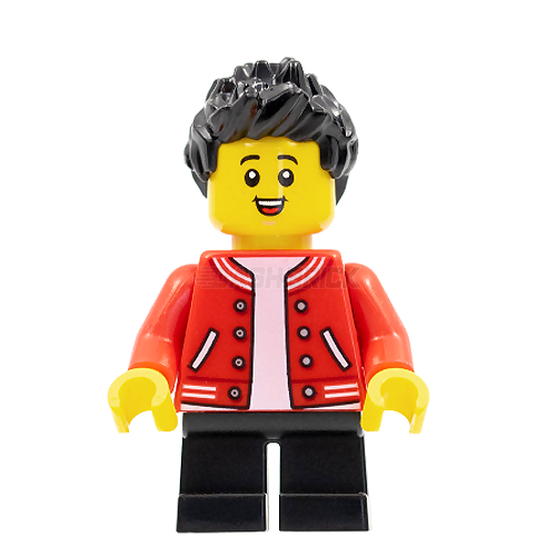 LEGO Minifigure - Child Boy, Red Jacket over White Shirt, Black Hair [CITY]