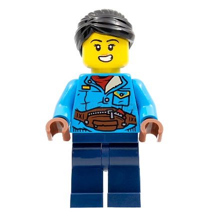 LEGO Minifigure - Woman, Hiker, Black Hair, Blue Jacket [CITY]