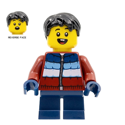 LEGO Minifigure - Child Boy, Dark Red Winter Coat, Black Hair [CITY]