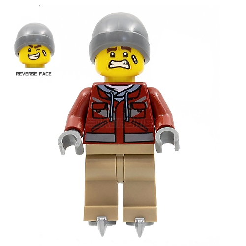 LEGO Minifigure - Male, Ice Skater, Dark Red Jacket, Beanie, Ice Stakes [CITY]