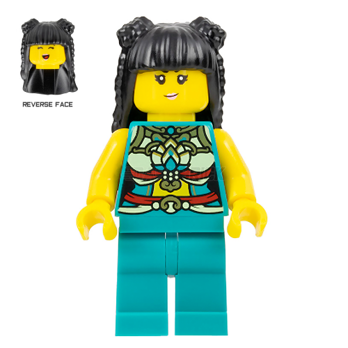 LEGO Minifigure - Female, Musician, Ornate Dark Turquoise Costume, Black Long Hair [CITY]