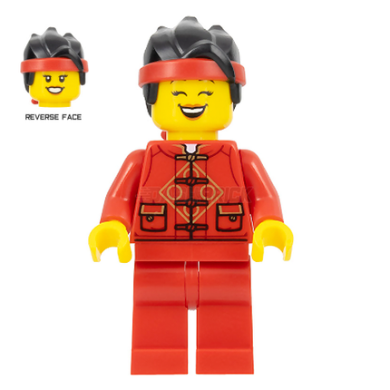 LEGO Minifigure - Female, Red Tang Jacket, Black Hair with Red Headband [CITY]