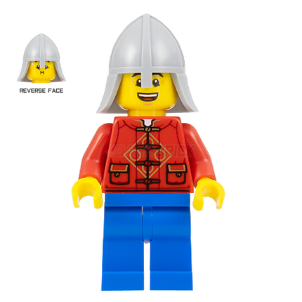 LEGO Minifigure - Male, Red Tang Shirt, Castle Guard Helmet [CITY]