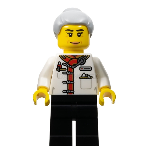 LEGO Minifigure - Female, Restaurant Worker, White Uniform Jacket, Top Knot Bun [CITY]