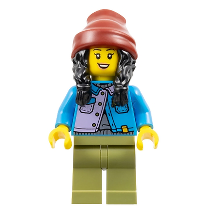 LEGO Minifigure - Woman - Jacket, Silver Shirt, Dark Red Beanie [CITY]