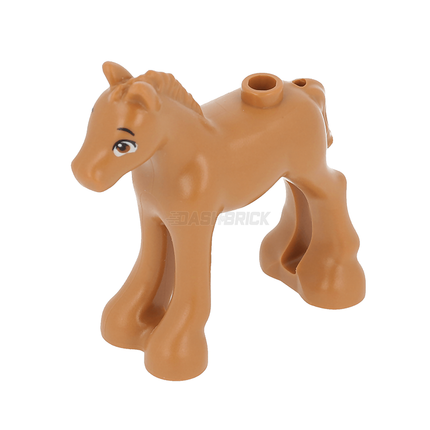 LEGO Minifigure Animal - Horse, Foal, Dark Orange Eyes, "Peanut", Medium Nougat [11241pb10]