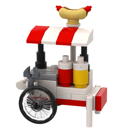 LEGO "Sizzlin' Brickers Hotdog Cart" - Brickside Delights Wagon #4 [MiniMOC]
