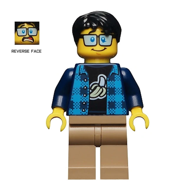 LEGO Minifigure - "Paul" Banana Shirt, Glasses (2019) [HIDDEN SIDE]