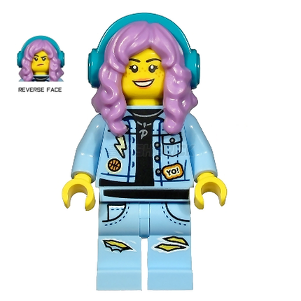 LEGO Minifigure - "Parker L. Jackson" Denim Jacket, Headphones (Smile/Grumpy) [HIDDEN SIDE]