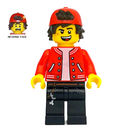 LEGO Minifigure - Jack Davids - Red Jacket, Backwards Cap, Smile/Scared [HIDDEN SIDE]