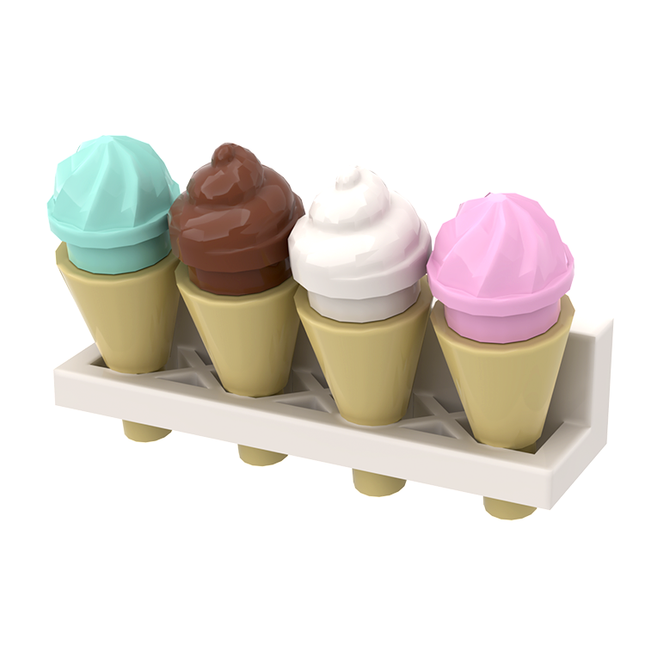 LEGO "Ice-Cream Rack" - 4 Ice-Creams + Holder [MiniMOC]