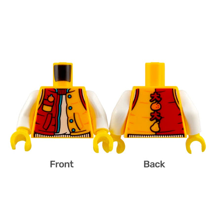 LEGO Minifigure Part - Torso Jacket, Red & Bright Light Orange, Over White [973pb5019c01] 6430053