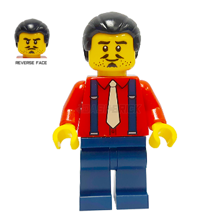 LEGO Minifigure - Male, "Kaito", Tie, Suspenders, Ponytail, Moustache [NINJAGO]