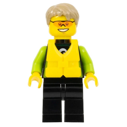 LEGO Minifigure - Male, Kayaker, Wetsuit, Life Jacket, Sunglasses (2017) [CITY]