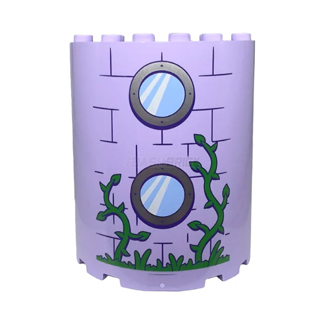 LEGO Cylinder Half 3 x 6 x 6 with 1 x 2 Cutout, Vines, Round Windows, Dark Purple Bricks, Lavender [87926pb027] 6425488