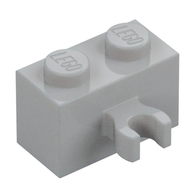 LEGO Brick, Modified 1 x 2, Open O Clip Thick (Vertical Grip), Light Grey [30237b] 6320297