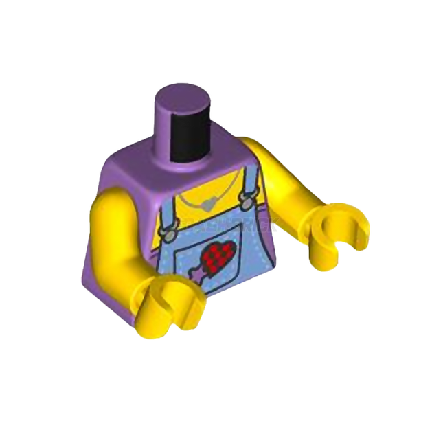 LEGO Minifigure Part - Torso, Blue Overall, Lavender Shirt, Heart Patch [973c01h01pr6726] 6448238