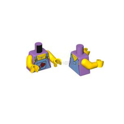 LEGO Minifigure Part - Torso, Blue Overall, Lavender Shirt, Heart Patch [973c01h01pr6726] 6448238
