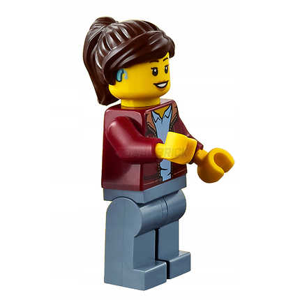 LEGO Minifigure - Woman, Dark Red Jacket, Brown Hair [CITY]