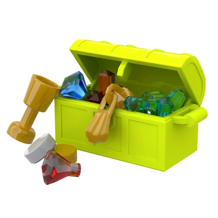 LEGO "Treasure Chest" - Crystals, Goblet, Chain, Coins - Lime Green [MiniMOC]