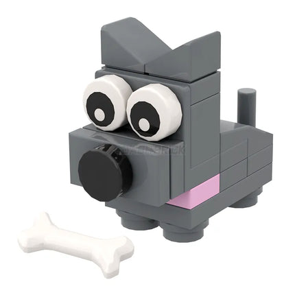 LEGO "Brick Puppy - Luna" Grey with Pink Collar [MiniMOC]