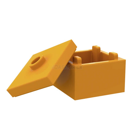LEGO Container, Box 2 x 2 x 1 - Top Opening with Flat Inner Bottom, Lid, Medium Nougat [35700]