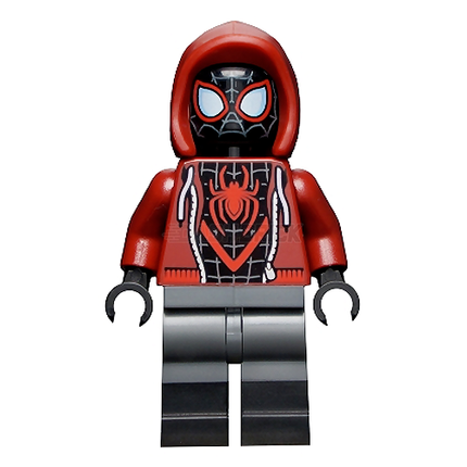 LEGO Minifigure - Spider-Man (Miles Morales), Dark Red Hood [Marvel]