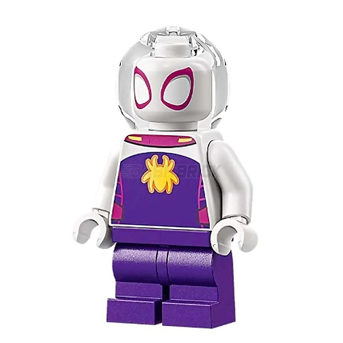 LEGO Minifigure - Ghost-Spider - Medium Legs, Trans-Clear Helmet [MARVEL]